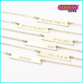 New Custom Wholesale Fashion Engrave Letter Gold Bar Necklace